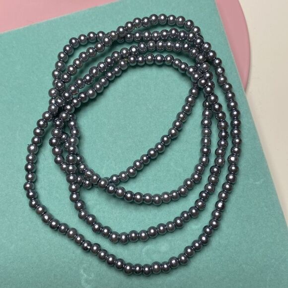 💛 Vintage Grey Blue Small Pearl Necklace - Picture 1 of 4